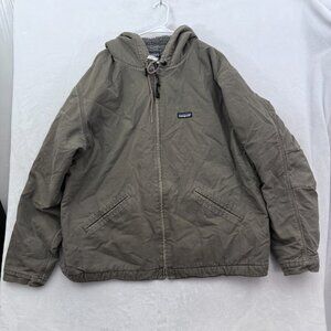 Patagonia Hoodie Mens 2XL Gray Full Zip Sherpa Line Canvas Heavyweight